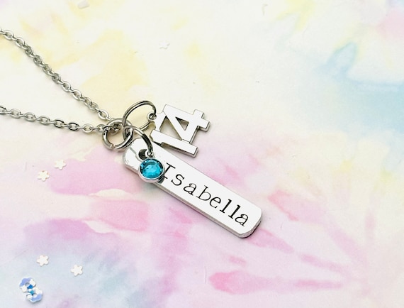 14th Birthday Gift for Girl Name Necklace 14 Year Old Girl