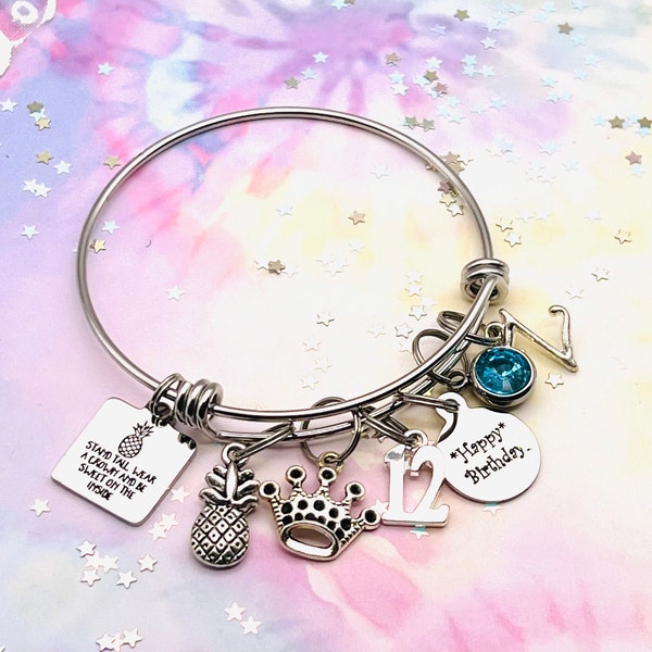 12th Birthday Gift for Girl, Charm Bracelet for 12 Year Old, Handmade Gift Idea, Personalized Gift for Her, Birthday Party Gift