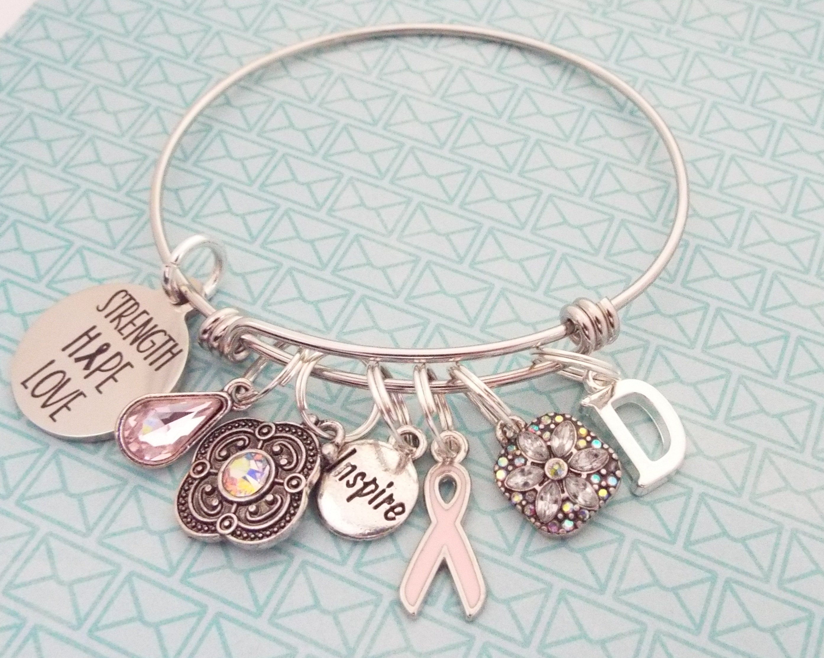 Pink Ribbon Survivor Bracelet, Breast Cancer Survivor Gift