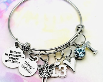 Personalisiertes Bettelarmband, 13.Geburtsstein Silber Schmuck, Teenager Mädchen