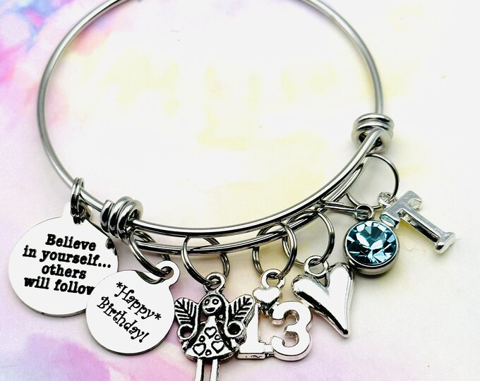 Girls 13th Birthday Charm Bracelet, 13 Year Old Daughter Gift, Granddaughter Birthday, Niece Gift, Personalized Gift, Handmade Gift