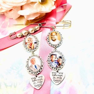 Personalized Bridal Bouquet Photo Charm: Wedding Memorial Pin
