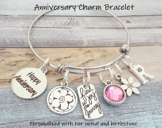 Anniversary Gift Charm Bracelet, Gift for Anniversary, Personalized Gift, Gift for Her, Woman's Anniversary, Custom Jewelry, Jewelry for Her