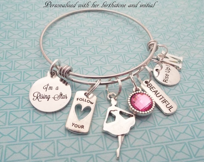 Girl Gift Charm Bracelet, Rising Star Charm Bracelet, Personalized Gift, Custom Jewelry, Birthday Girl, Daughter Gift, Niece, Granddaughter