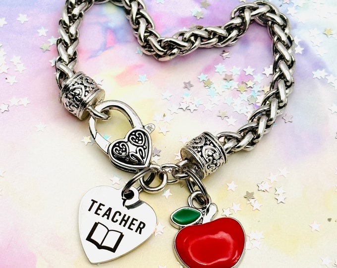 Personalized Teacher Gifts, Graduation for Her, Retirement, Graduation Jewelry, Appreciation, Handmade Silver Bracelet, Teachers College