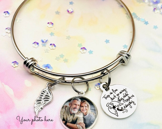 Sympathy for Loss of Loved One, Memorial Bracelet, Personalized Gift, Grief and Mourning, Memorialize, Gift for Her, Custom Photo Gift