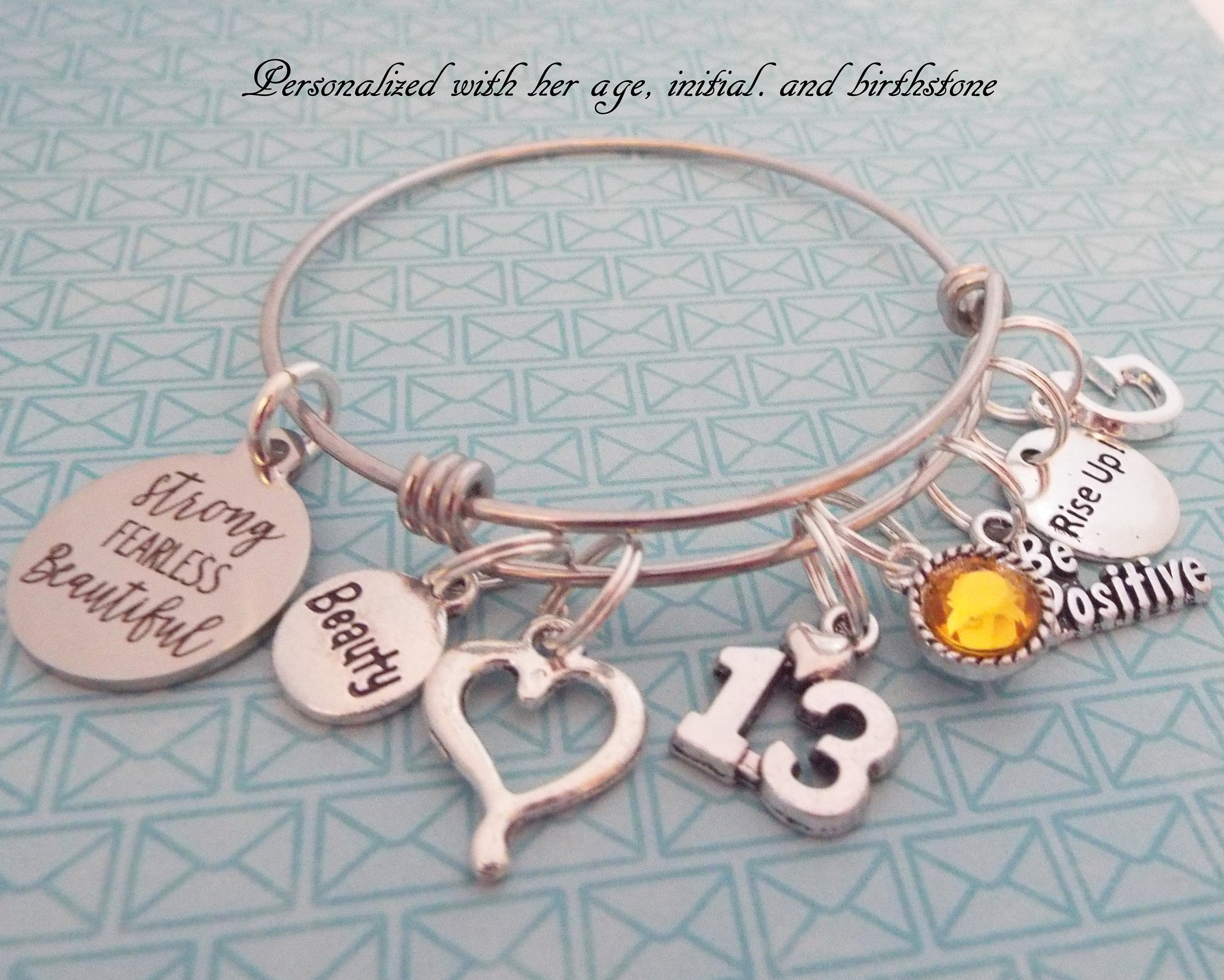 Girl's 13th Birthday Personalized Bracelet 13 Year Old Etsy