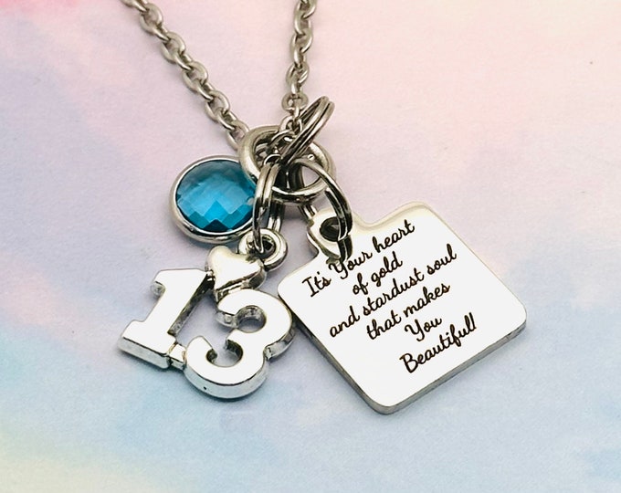 Personalized Handmade Silver Necklace, Birthstone Jewelry, 13th Birthday Gift for Her, Daughter Gift, Necklace, Teen Girl Handmade Jewelry