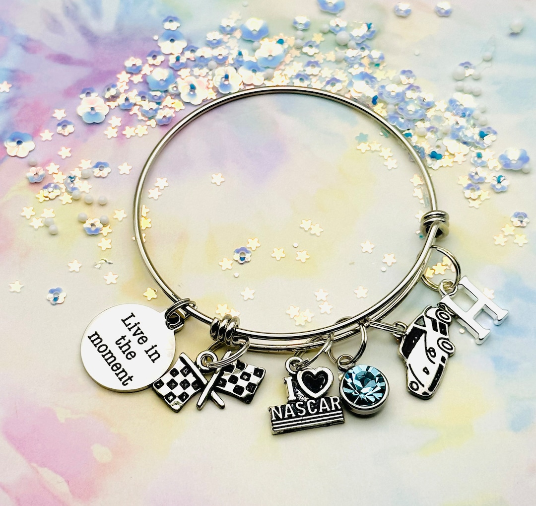 Sports Gift Idea, Sports Lover Jewelry, Car Racing Charm Bracelet, Gift