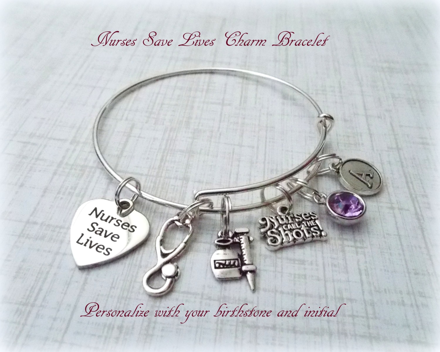 Nurse Gift Ideas, Nurse Charm Bracelet, Gift Ideas for RNs, Nurse Graduation Gift, Personalized