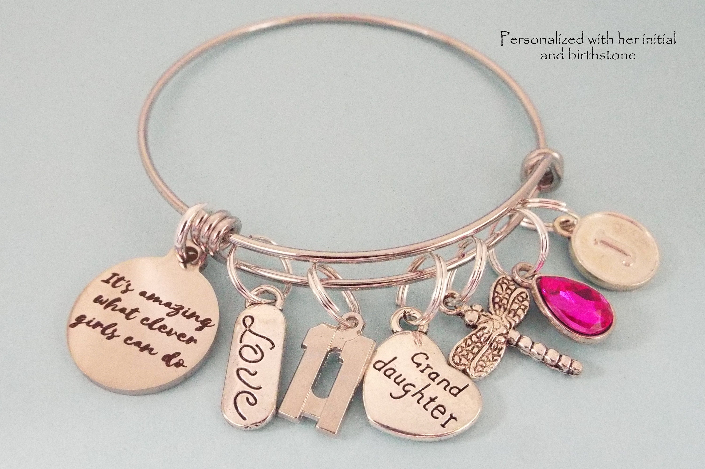 Birthday Charm Bracelet for Granddaughter, Customized Birthday Gift for