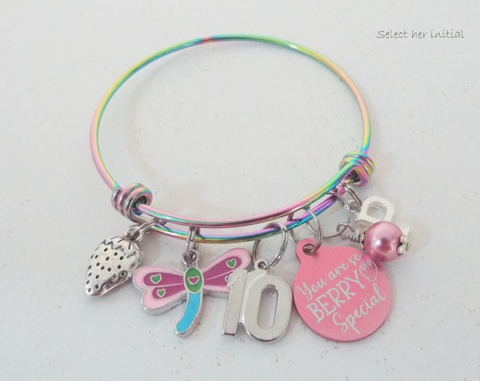 Personalized Rainbow Jewelry, Handmade Gift for Her, Child Birthday for 10 Year Old, Butterfly Charm Bracelet, Kid Gift, Pearl Bracelet