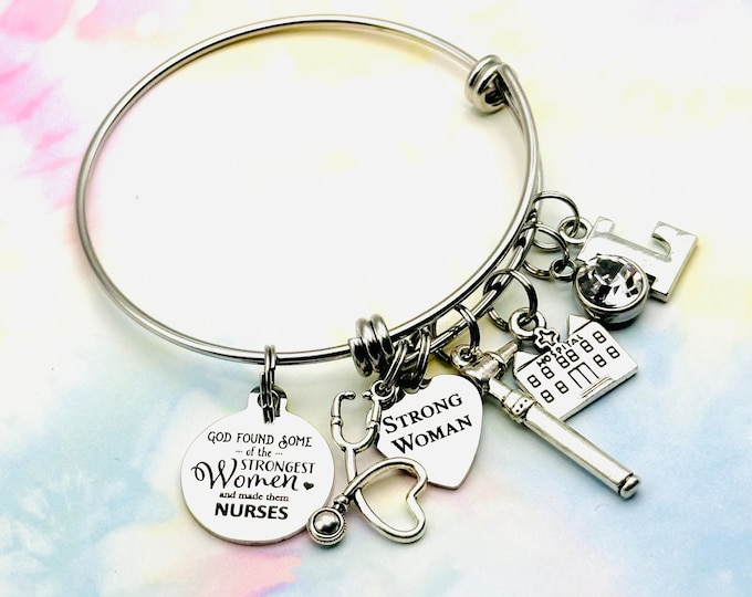Nurse Gift, Graduation Gifts, Christian Jewelry, Birthstone Charm Bracelet, RN College Graduation, Personalized Jewelry, Gift for Her