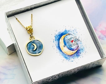 Moon Necklace, Love You to the Moon and Back Jewelry, Celestial Gold Jewelry, Custom Gift Boxed, Handmade Gift for Her, Personalized Jewelry