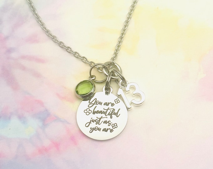 13th Birthday Gift, Granddaughter Gift, Birthday for Niece, Birthstone Jewelry, 13 Year Old Girl Gift, Personalized Jewelry, Gift from Mom