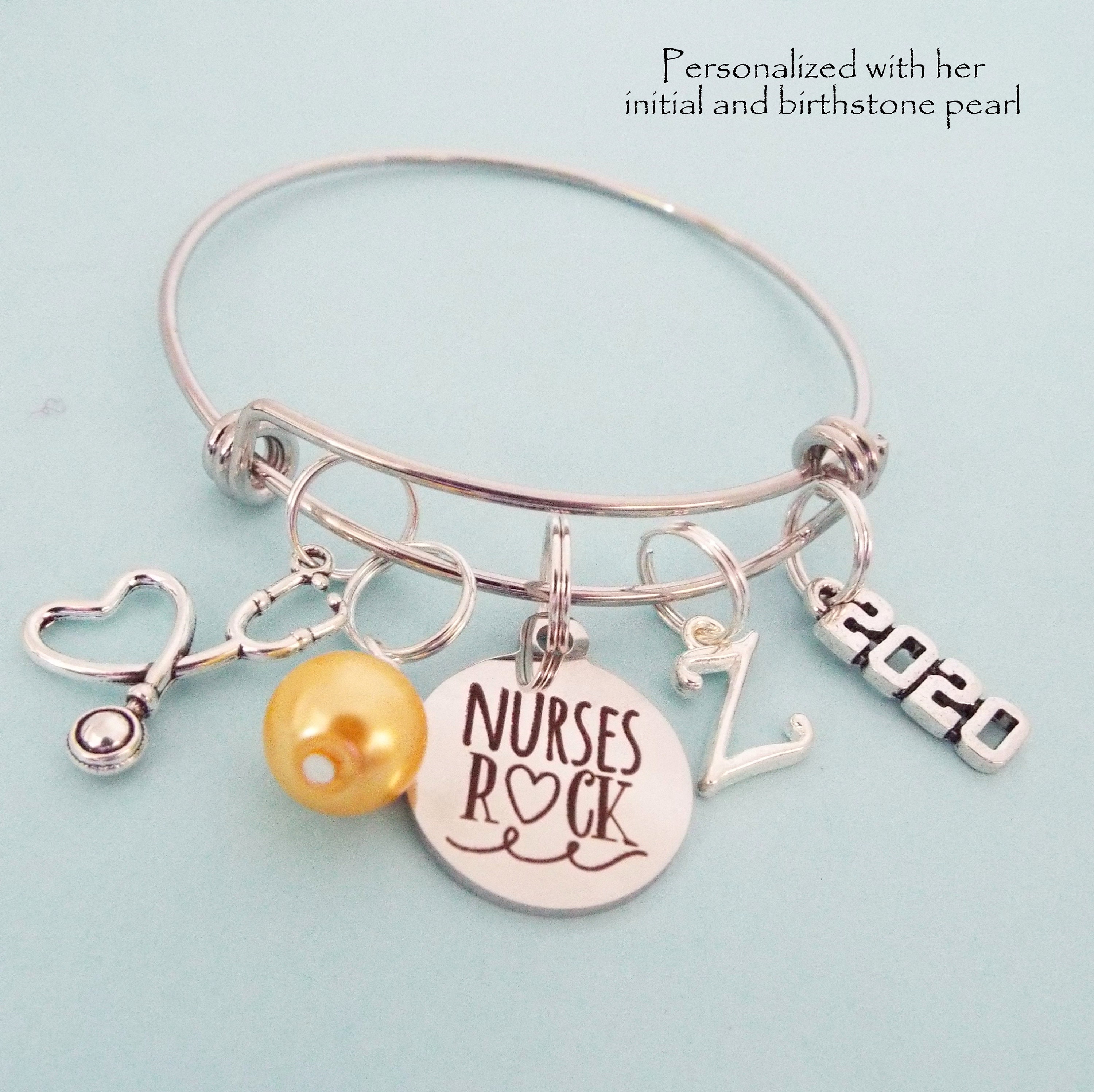 Nurse Gift Keychain - RN Charm With Heartbeat Pendant, Stainless Steel Inspirational Jewelry For Nurses