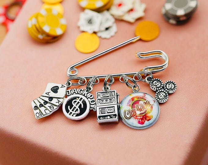 Casino Good Luck Charm Pin, Gambler Gift, Slot Machine