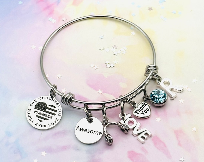Dispatcher Charm Bracelet, 911 Dispatcher Gift, Gift for Dispatcher, Thank You Gift for 911 Dispatcher, Custom Jewelry Gift, Gift for Her