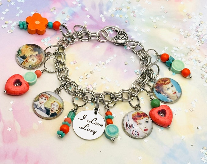 I Love Lucy Bracelet, Personalized Jewelry, Handmade Gift for Mom, Retro Jewelry, 1950s, Best Friend Gift, Gift for Her, TV Memorabilia