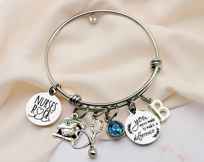 Nurse Graduation Charm Bracelet: Personalized RN Gift