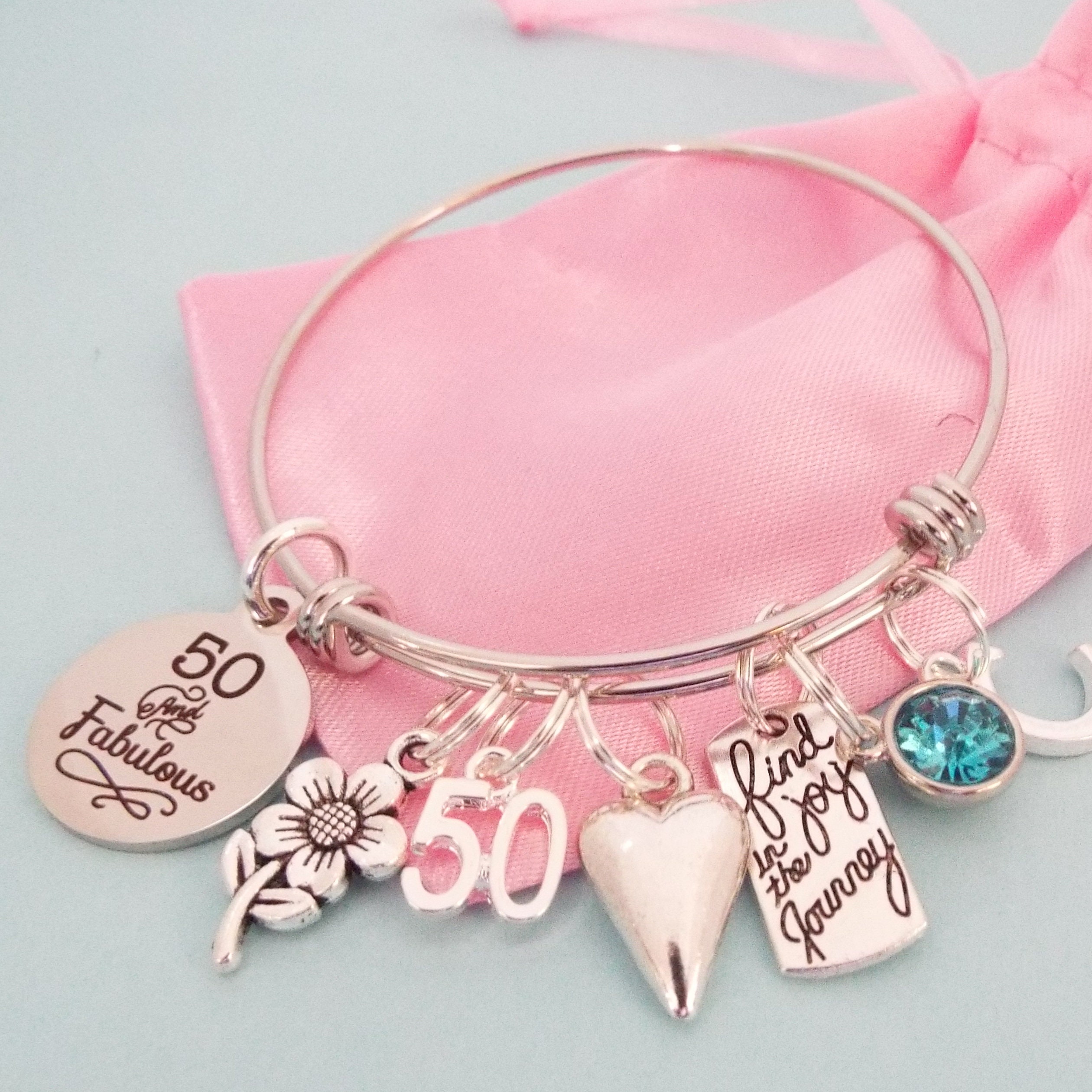 50th Birthday Charm Bracelet Gift For Woman Turning 50 50th Birthday 
