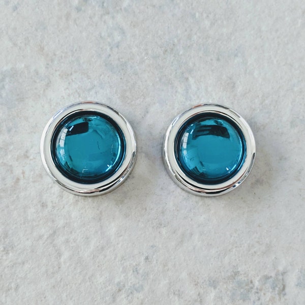 Aqua Blue Cabochon Pins - smooth gem, 50mm 1 inch, small hand gem, light blue aqua teal, gold silver ring, cosplay, costume accessories