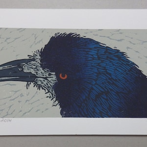 The Blue Crow, 5 Colour Linoprint, Limited Edition of 14, 2014 - LAST ONE