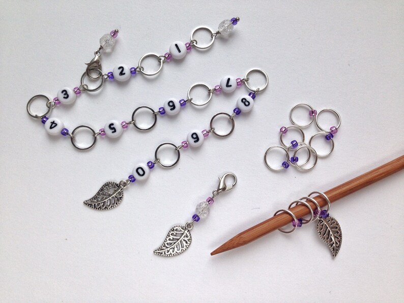 Knitting Row Counter Chain and Stitch Markers Set. Progress Etsy