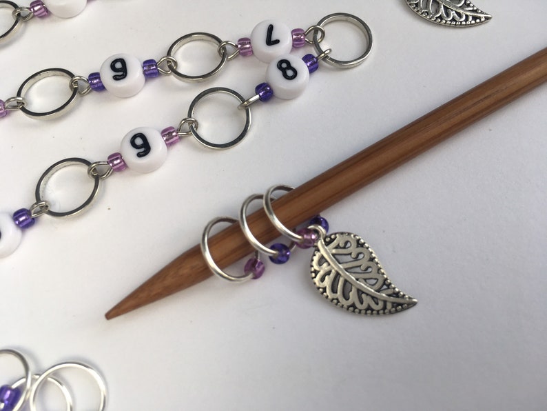 Knitting Row Counter Chain and Stitch Markers Set. Progress Etsy