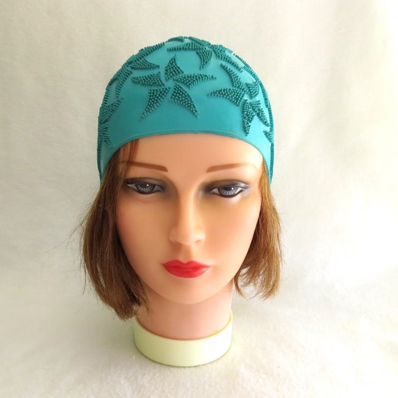 Size 48 Green Swim hat Swimming Beach rubber cap