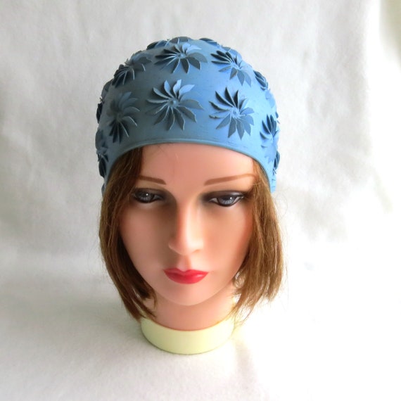 Size 52 Blue Swim hat Swimming Beach rubber cap