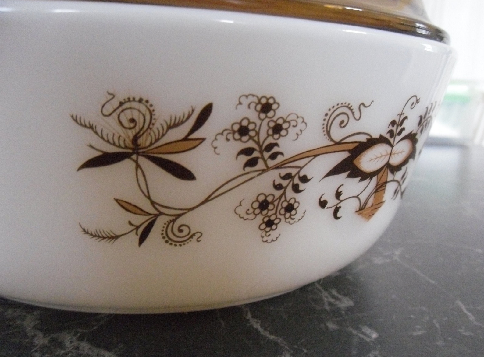 VINTAGE Pyrex Made in England BROWN Floral Vine Pattern Etsy