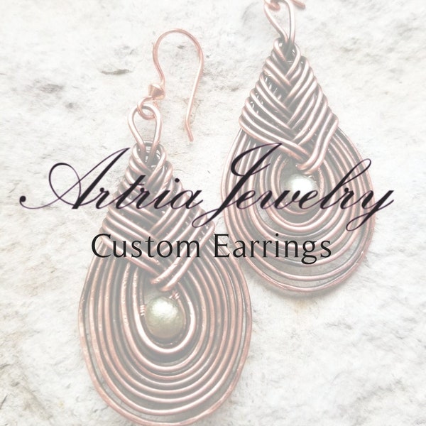 Artria Jewelry Custom Earrings, Customized Artisan Earrings, Custom Copper Hoops, Made to Order Jewelry, Custom Designs -ACUE0000