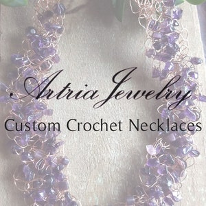 Artria Jewelry Custom Crochet Necklace, Customized Artisan Wire Crochet Jewelry, Crocheted Copper, Made to Order, Custom Designs -ACCN0000