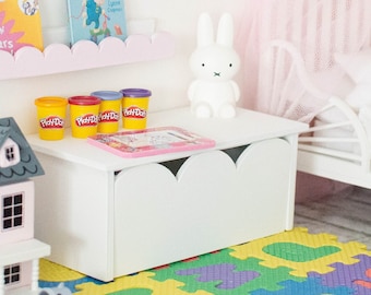 1/6 Miniature empty dollhouse toy box, toy chest,  desk, miniature furniture, dollhouse nursery, 1/4, lati yellow, nappy choo