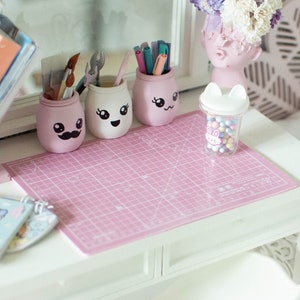 1/4 miniature cutting mat, dollhouse craft room, miniature craft room, miniature office , dollhouse accessories