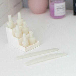 1/4 Unfinished miniature nail polish stand with 6 nail polish, miniature  nail polish set, dollhouse manicure, minifee accessories
