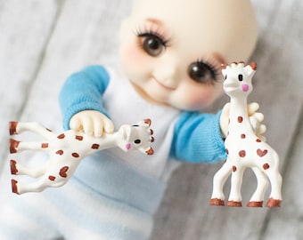 1/8, 1/6 miniature Sophie the giraffe, miniature baby toy, dollhouse nursery, miniature nursery, BJD, nappy choo, lati yellow