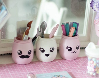 1/4, 1/6 3 pc miniature empty jars, dollhouse craft room,  miniature office , dollhouse accessories, miniature pencil holder