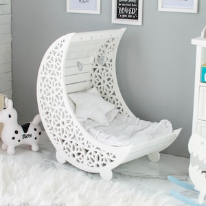1:6 miniature moon crib, dollhouse nursery,  miniature baby, dollhouse crib, BJD, nappy choo, lati yellow