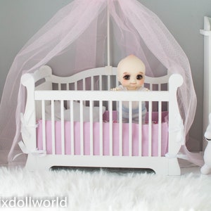 1:6 miniature crib, dollhouse nursery,  miniature baby, dollhouse crib, BJD, nappy choo, lati yellow