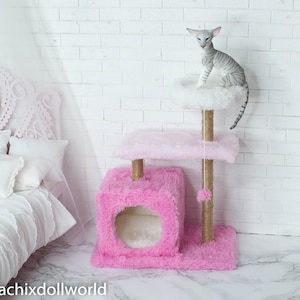 1:4, 1/6 scale, miniature cat tree climbing scratching post, cat accessories bjd cat,  walloya,  evethecat, diorama accessories