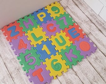 1/6 Miniature foam mat 12 pieces, mini puzzle mat, miniature nursery, dollhouse nursery, bjd baby,  BJD, lati yellow, furniture
