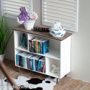 Bibliothèque de maison de poupée, armoire miniature, maison de poupée moderne, étagère miniature, 1/4, 1/6, MSD, tonner, BJD, Dollhouse, Roombox, diorama