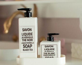 2 pc 1/4 miniature hand soap bottle on a tray, miniature hand soap, dollhouse miniature, minifee accessories, doll accessories