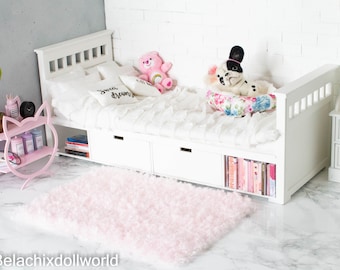 1/4, Dollhouse bed, miniature bed, 1/4, BJD, MSD, minifee, MNF, doll furniture, diorama, roombox, dollhouse