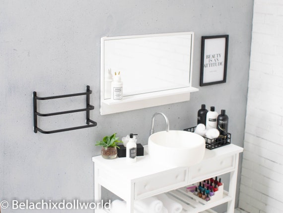 1:4 miniature bathroom towel rack, dollhouse bathroom towel rack, 1/4, MSD, minifee, BJD,  Roombox, diorama dollhouse