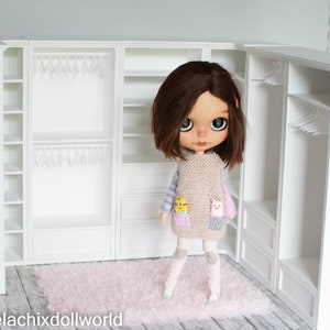 1/6 miniature walk in wardrobe, minimalistic doll wardrobe, BJD, MSD, doll furniture, diorama, roombox dollhouse