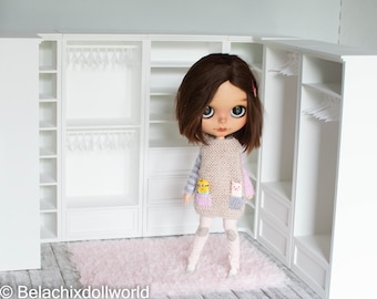 1/6 miniature walk in wardrobe, minimalistic doll wardrobe, BJD, MSD, doll furniture, diorama, roombox dollhouse