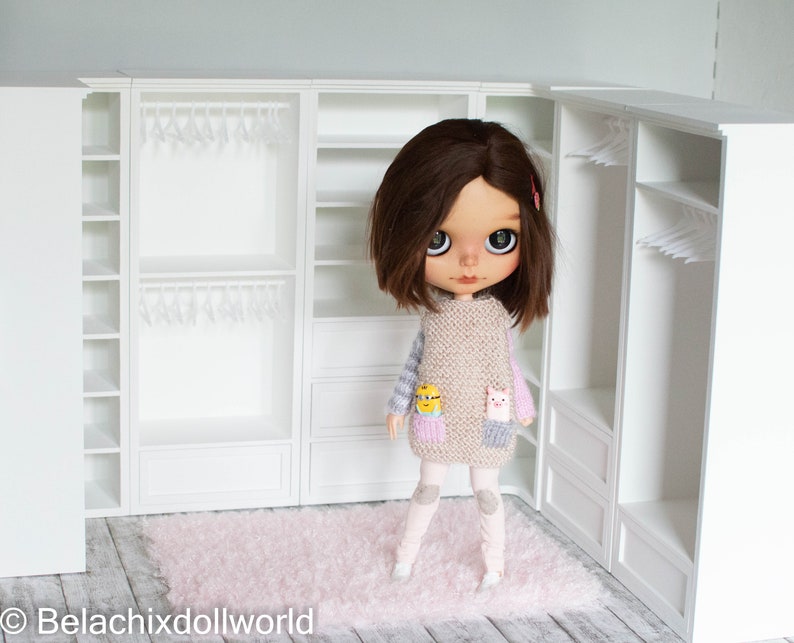 1/6 Miniatur begehbarer Kleiderschrank, minimalistischer Puppenkleiderschrank, BJD, MSD, Puppenmöbel, Diorama, Roombox Puppenhaus Bild 1